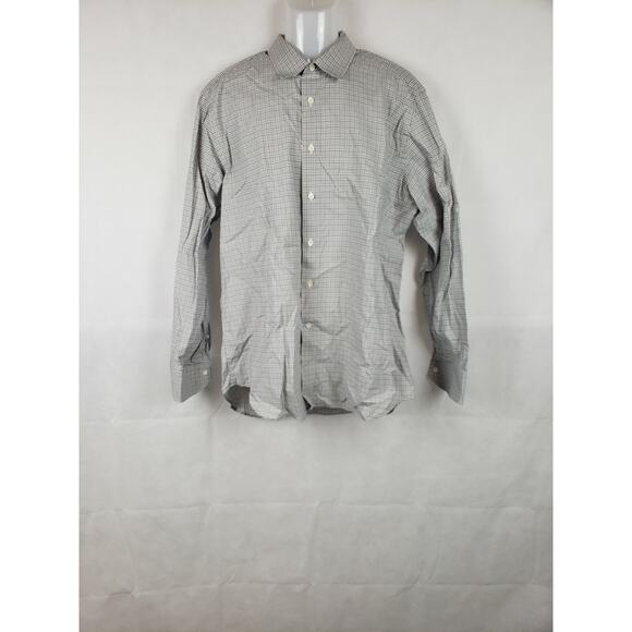 CANALI white square patterned dress shirt cuffed Mens Large - Picture 1 of 4